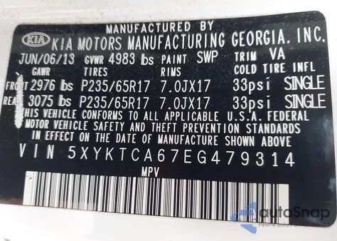 2014 Kia Sorento Lx z USA, uszkodzony, nr VIN 5XYKTCA67EG479314